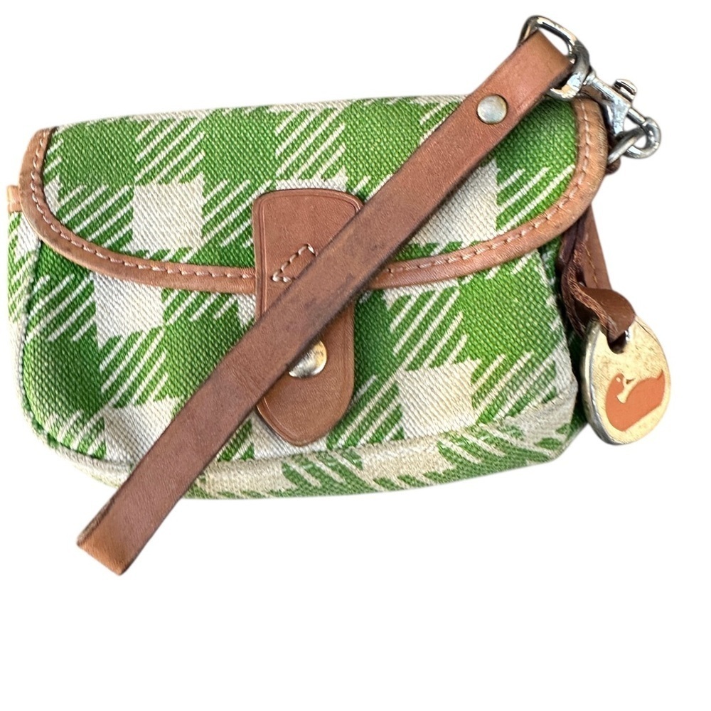 Dooney & Bourke Green and Tan Checkered Wristlet vintage - Picture 2 of 6